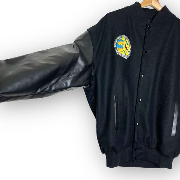 USS Theodore Roosevelt Operation Iraqi Freedom Black Wool Bomber Jacket Men’s XL - Picture 5 of 10